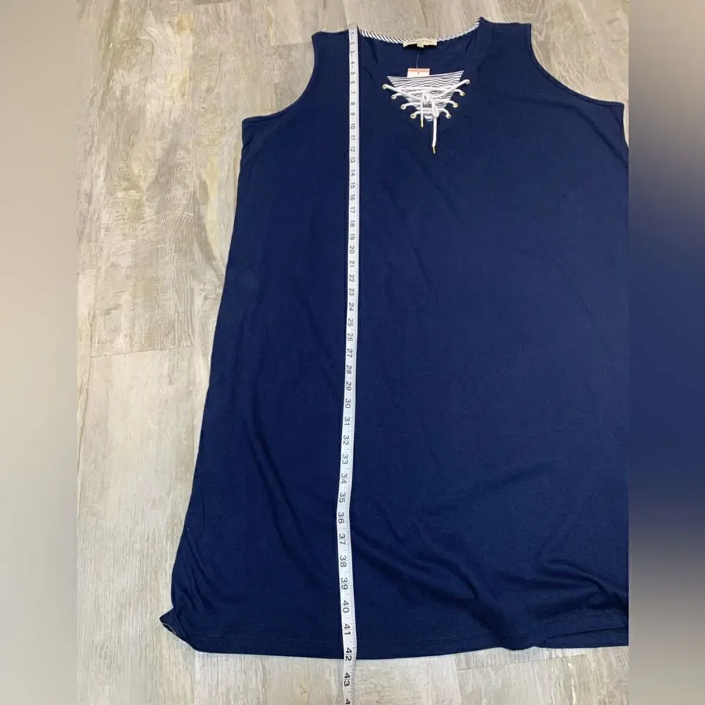 NWT Jones New York sport knit navy sleeveless tie laced V-neck dress sz 3x - Picture 7 of 13